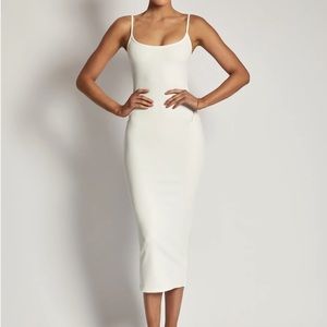 Meshki Alexis Ribbed Cami midi dress-White Medium